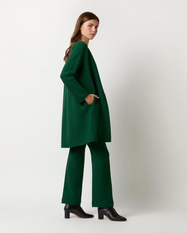 Estelle Coat in Forest Double-Face Stretch Wool Crepe Online Sale