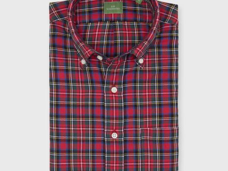 Button-Down Sport Shirt in Royal Stewart Tartan Twill For Cheap