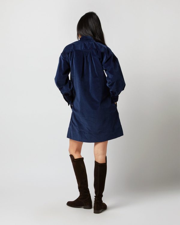 Anaya Popover Dress in Navy Stretch Cord Fashion