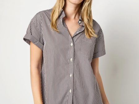 Agnes Shirt in Brown White Stripe Poplin Online