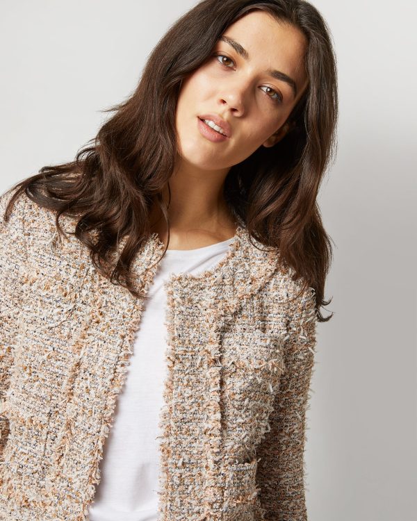 Kiki Jacket in Blush Multi Sparkle Tweed Fashion