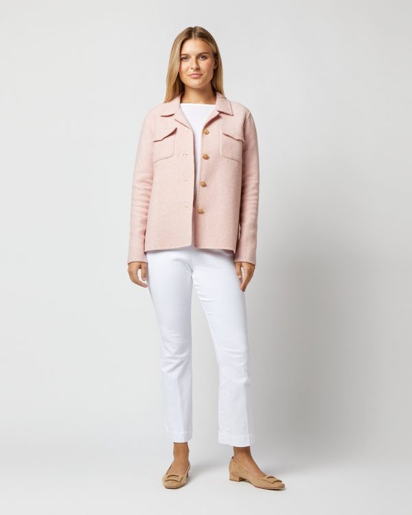 Fiona Shirt Jacket in Rose Ivory Double-Faced Twill Fashion