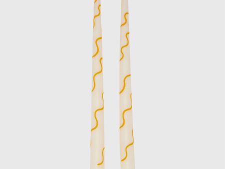 Hand-Painted Taper Candles (Set of 2) in Marigold Discount