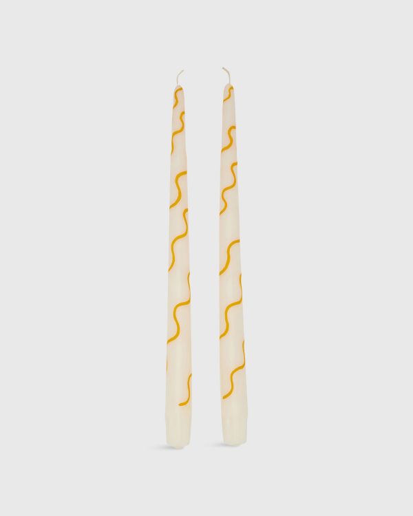 Hand-Painted Taper Candles (Set of 2) in Marigold Discount