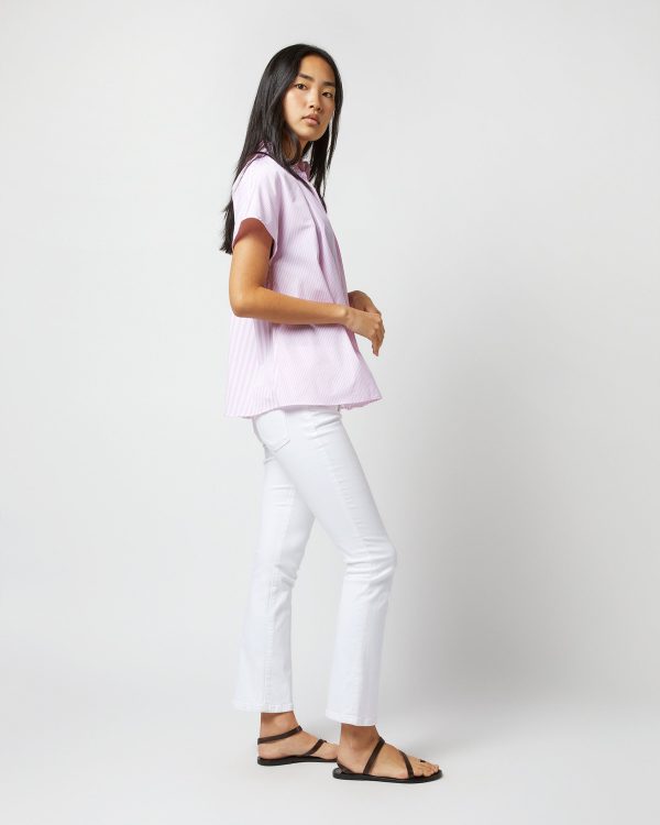 Atelier Kami Top in Pink Mixed Stripe Poplin Online Hot Sale