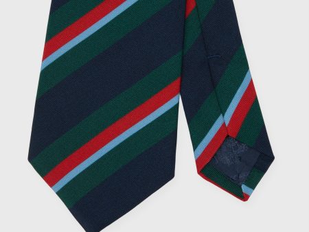 Irish Poplin Tie in Navy Hunter Red Sky Stripe Online now