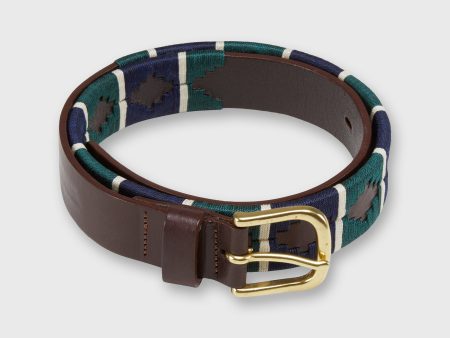 1 1 8  Polo Belt in Green Navy Bone Chocolate Leather Online