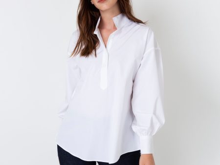 Anaya Popover Shirt in White Poplin Discount