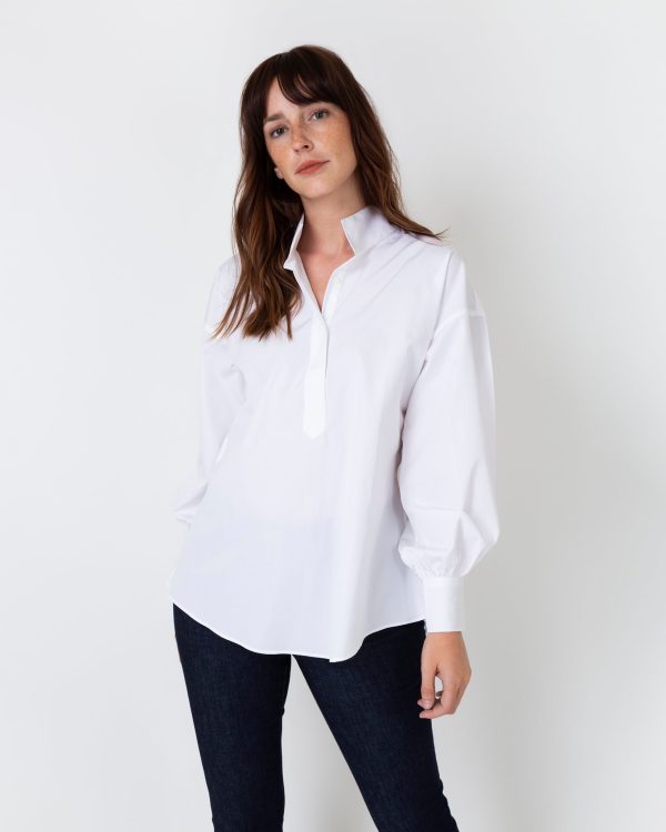 Anaya Popover Shirt in White Poplin Discount