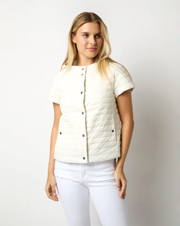 Reversible Cap-Sleeve Jacket in White Pearl Grey on Sale