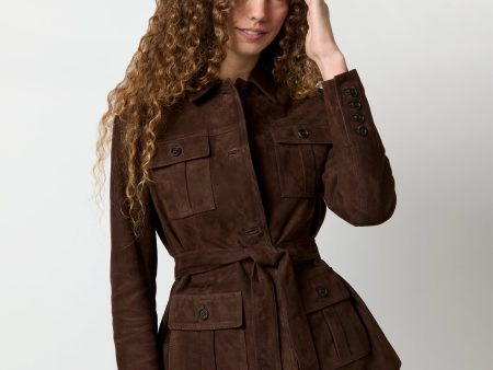 Safari Jacket in Chocolate Suede Hot on Sale