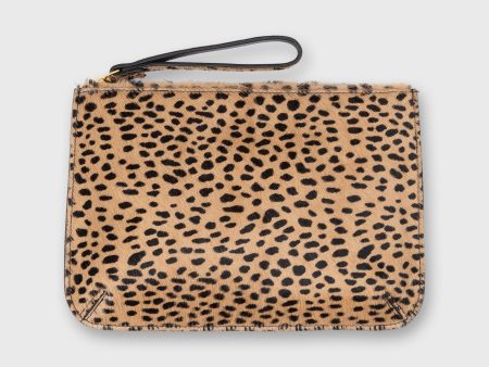 Zip Clutch in Leopard Calf Hair For Discount