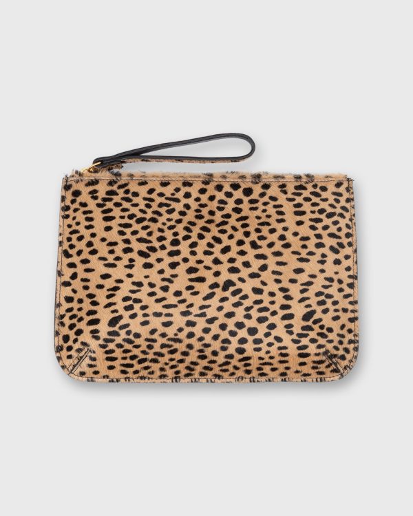 Zip Clutch in Leopard Calf Hair For Discount