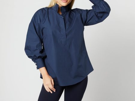 Anaya Popover Shirt in Navy Poplin Online Sale