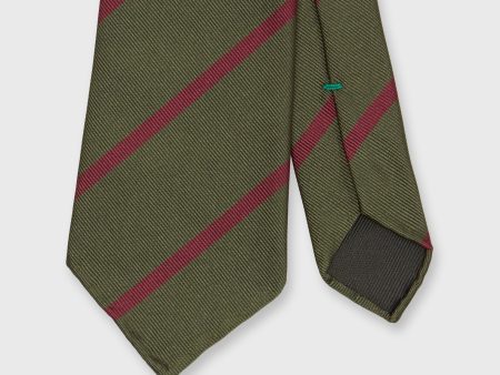 Silk Woven Tie in Olive Watermelon Bar Stripe Discount