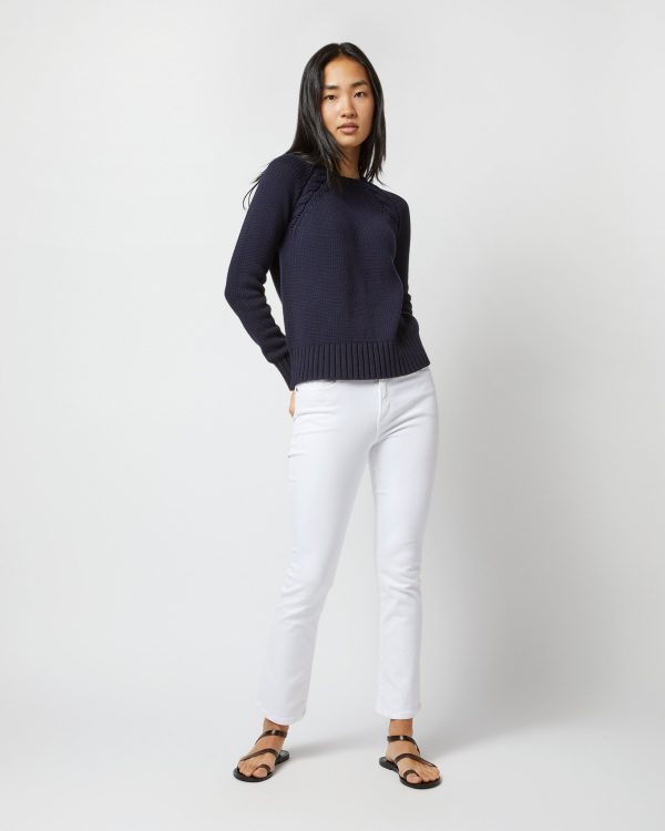 Aria Sweater in Navy Cotton Tape Yarn on Sale