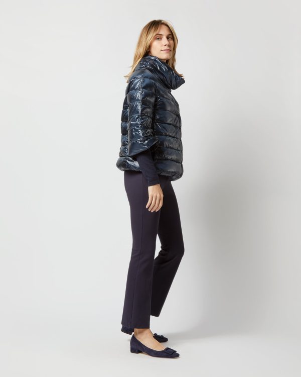 Aminta 3 4 Sleeve Cocoon Coat in Navy Blue Hot on Sale