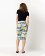 Aurora Skirt in Natural Blue Lemon Floral Stretch Denim For Cheap