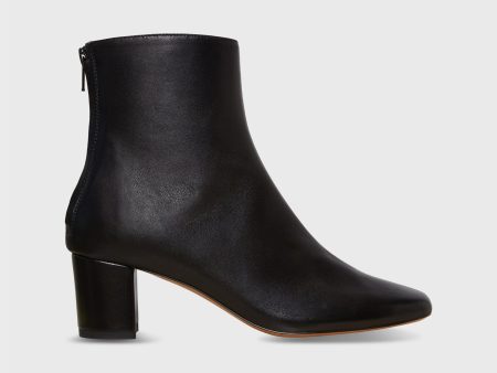 Zip-Back Boot in Black Leather For Discount