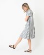 Atelier Volume Kami Dress in Olive Natural Bold Stripe Chambray Sale