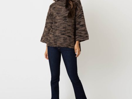 Anoa Tiger Sweater in Brown Black Alpaca Wool Blend For Discount