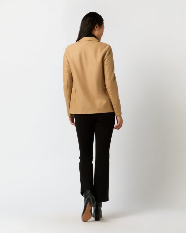 Stand Up Collar Blazer in Beige on Sale