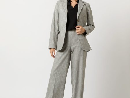 Sarah Blazer in Grey Chalk Stripe Knit Discount