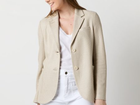 Stand-Up Collar Blazer in Sand Hot on Sale