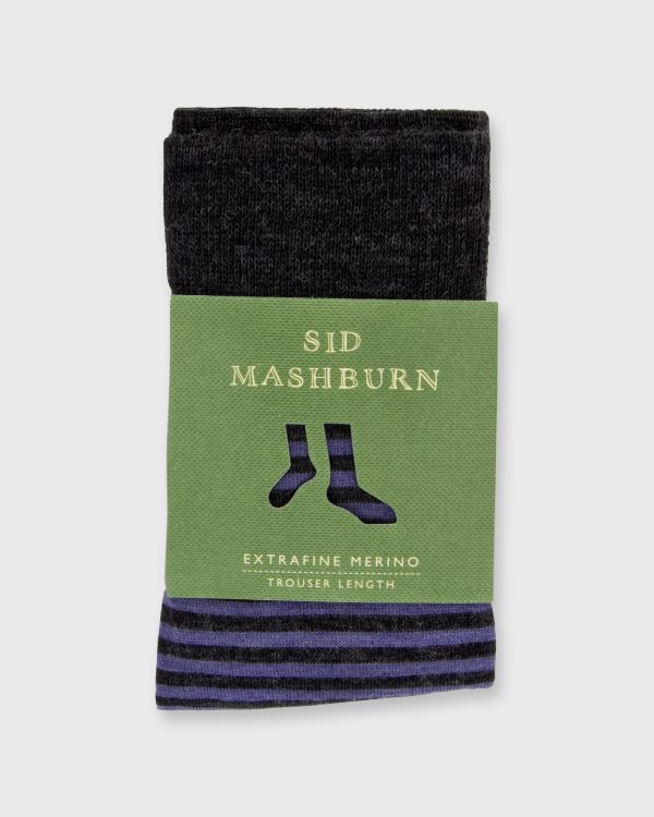 Striped Trouser Dress Socks in Dark Heather Grey Violet Extra Fine Merino Online