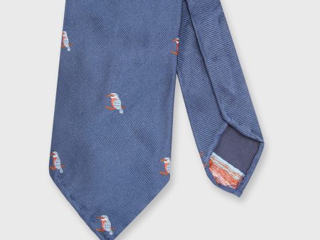 Silk Faille Club Tie in Navy Woodpecker Online Hot Sale