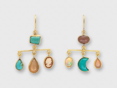 Balance Drop Earrings in Taupe Turquoise Online