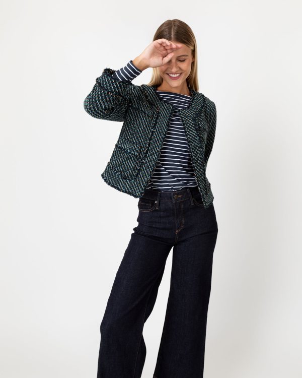 Kiki Jacket in Navy Green Stretch Tweed Online