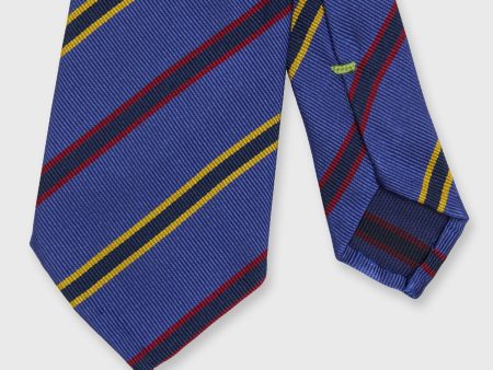 Silk Woven Tie in Blue Red Yellow Stripe Fashion