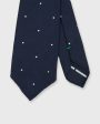 Silk Woven Tie in Navy Ivory Dot For Discount