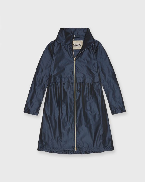 Midi Jacket with Removable Hood in New Blu For Cheap