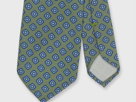 Silk Print Tie in Sage Blue Medallion Online