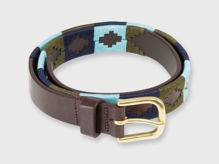 1 1 8  Polo Belt in Olive Sky Navy Chocolate Leather For Cheap