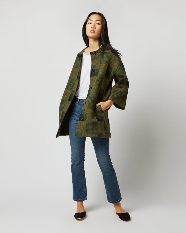 Eleanor Coat in Hunter Multi Patchwork Jacquard For Discount