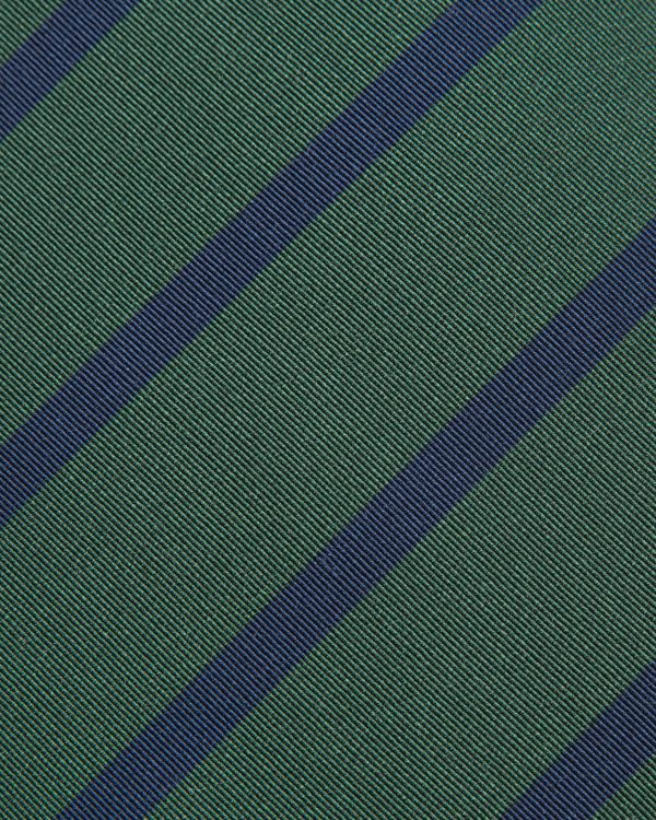 Irish Poplin Tie in Green Navy Bar Stripe Cheap