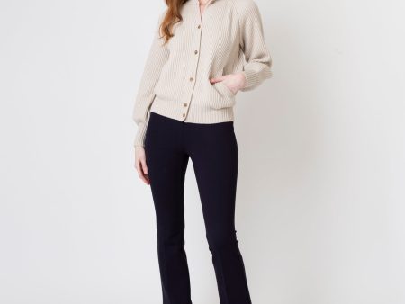 Alya Funnel-Neck Cardigan in Pale Wheat Cashmere on Sale