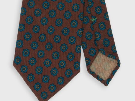 Wool Print Tie in Brown Aegean Gold Medallion Online now