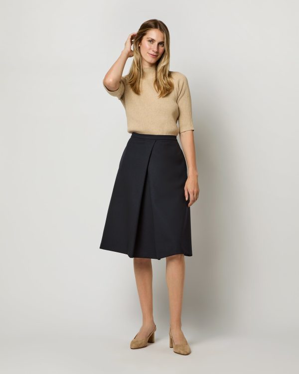 Preston Skirt in Ink Tropical Wool For Cheap