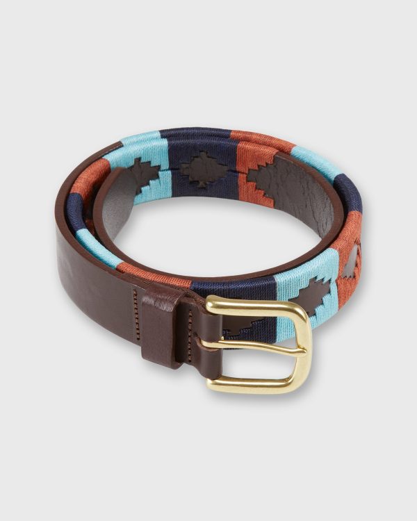 1 1 8  Polo Belt in Orange Sky Navy Chocolate Leather Hot on Sale