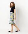 Aurora Skirt in Natural Blue Lemon Floral Stretch Denim For Cheap