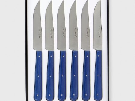 Steak Knives (Set of 6) in Blue Compressed Fabric For Cheap