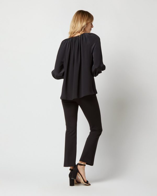 Ariana Blouse in Black Silk Crepe de Chine Online now