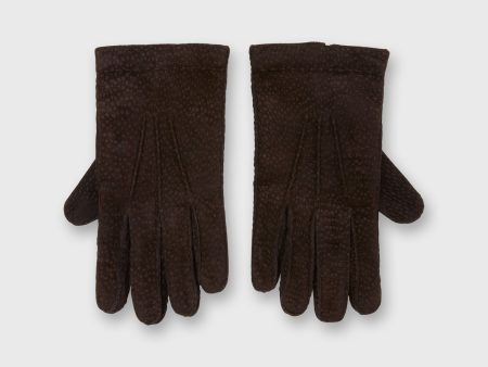 Hand-Stitched Cashmere-Lined Gloves in Dark Brown Carpinchos Supply