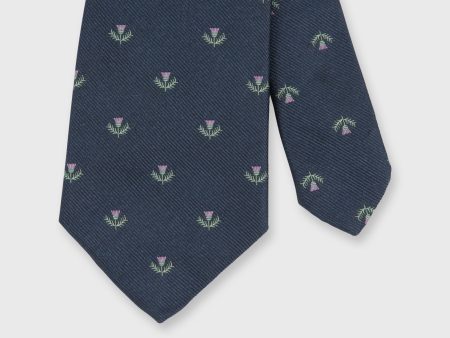 Silk Faille Club Tie in Navy Lavender Green Laurel Hot on Sale