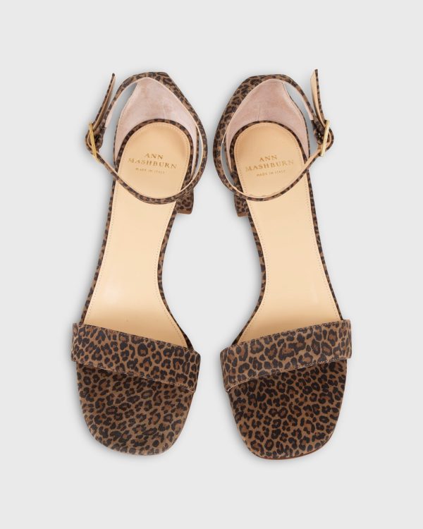 Ankle-Wrap Block Heel in Leopard Suede Online