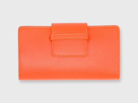 Small Phone Wallet Clutch in Orange Leather Discount